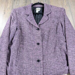 Coldwater Creek Blazer Jacket Womens Plus 18 Purple 100% Silk Button Up Preppy
